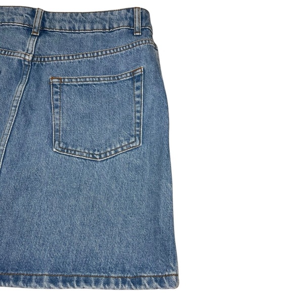 Topshop Denim Skirt Blue Button Front Closure Pockets Cotton Size 6 90s Y2K Boho - Picture 11 of 16